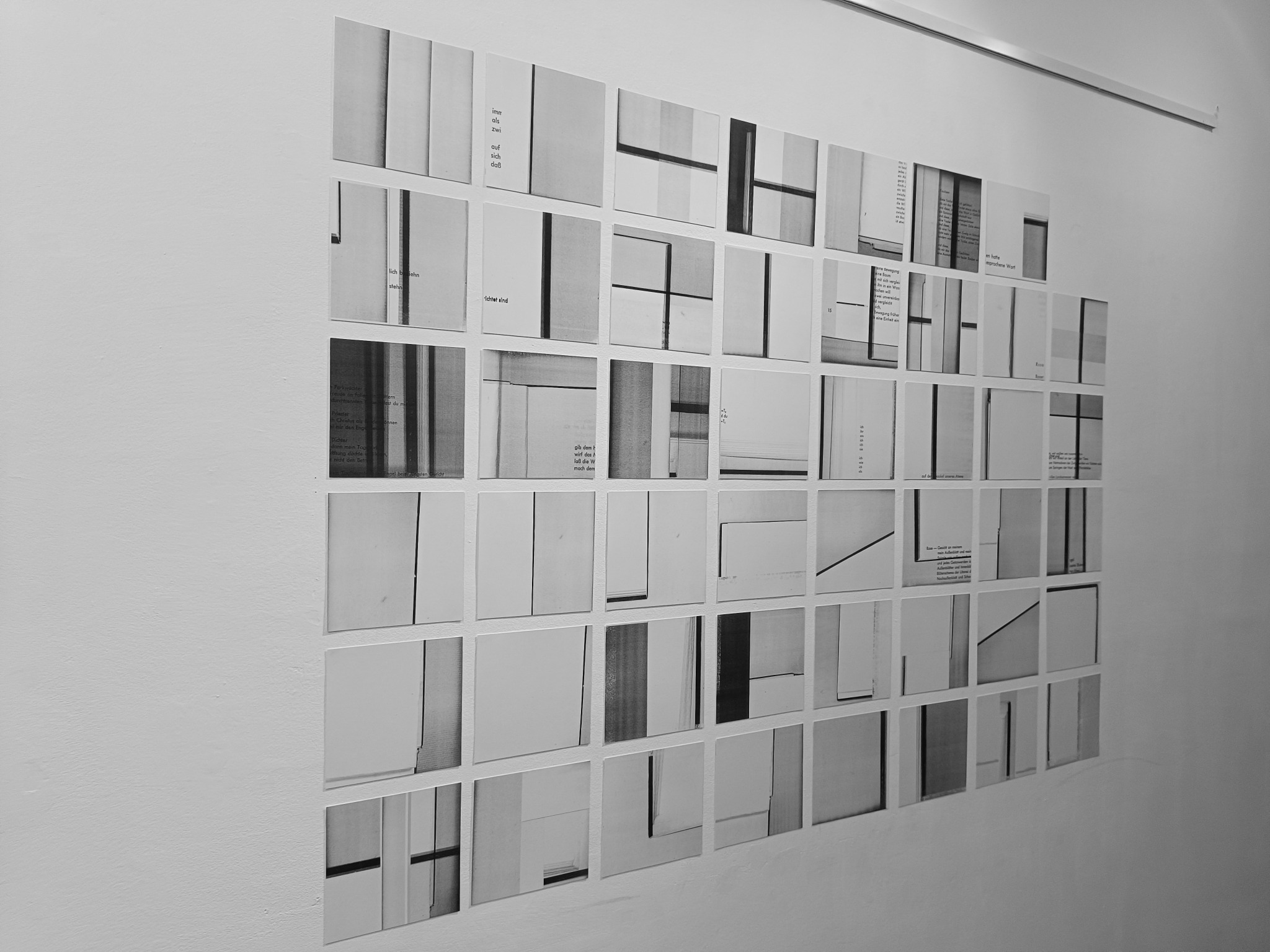 Oblique installation view of the Ablichtungen series