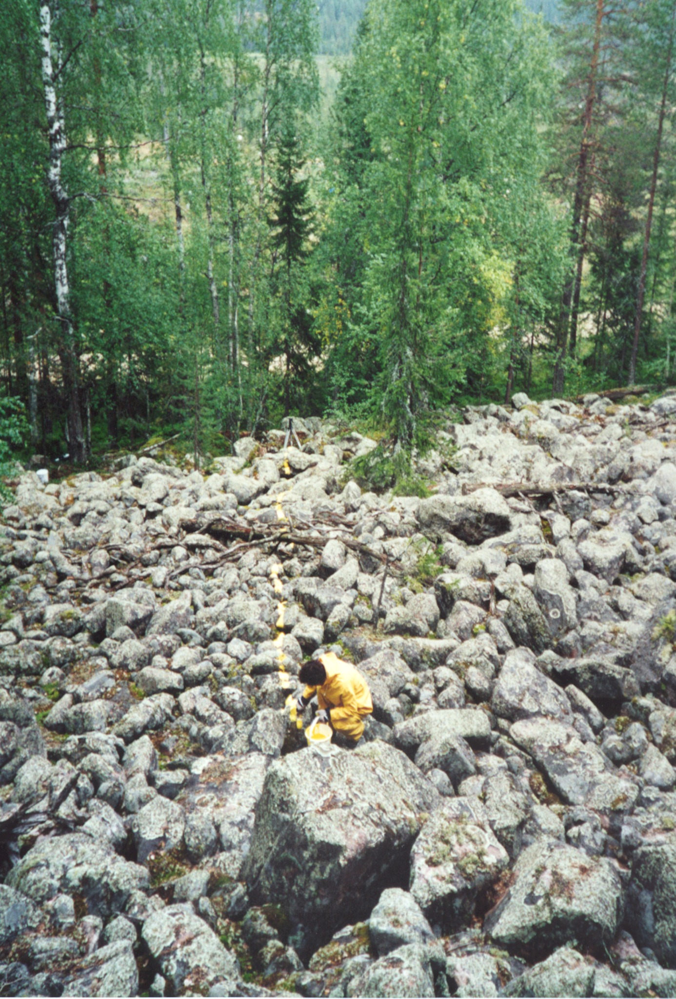 The artist working along the route of Drawing a Line at the Arctic Circle