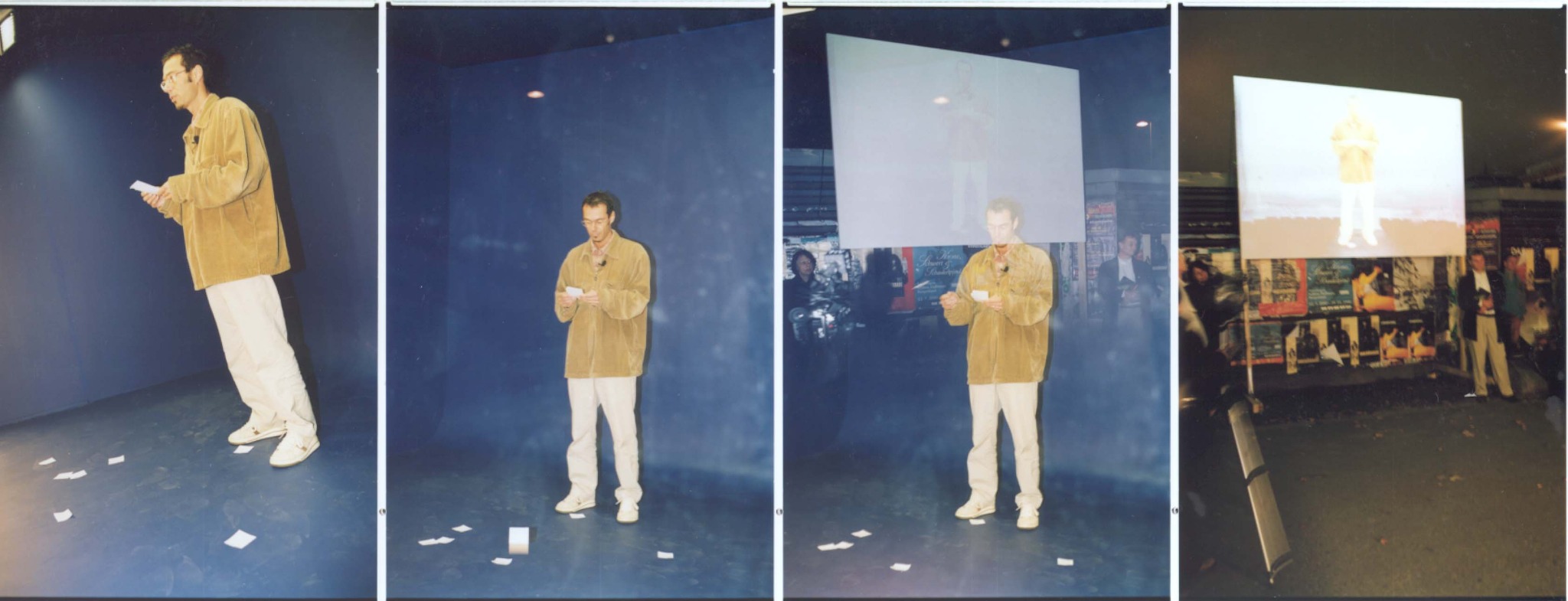 Sequence of projected performances in DECODING:RECODING at Kunsthalle Wien