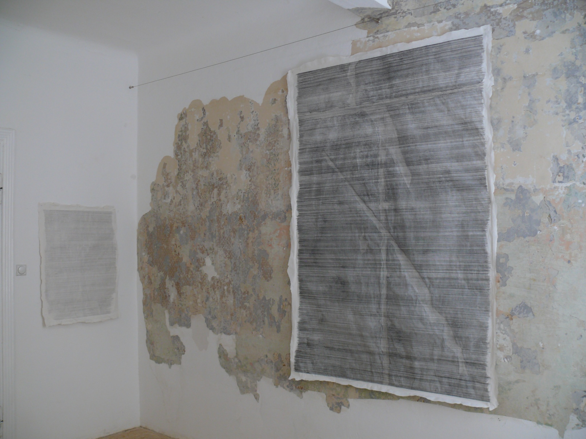 Literary Frottage works installed for private viewing at Studio Kleinlercher Kosai in Vienna