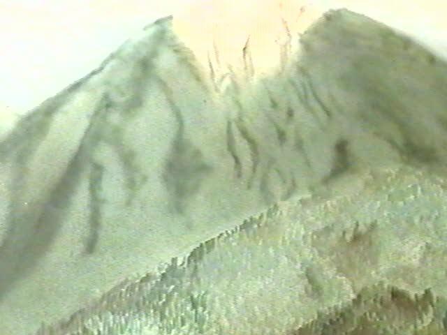 Constructed mountain landscape without performers