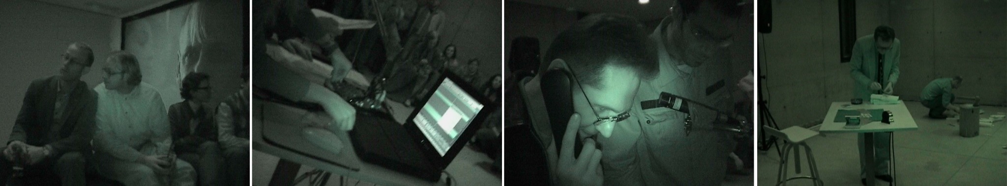 Four video stills from the mirror sittings shown horizontally