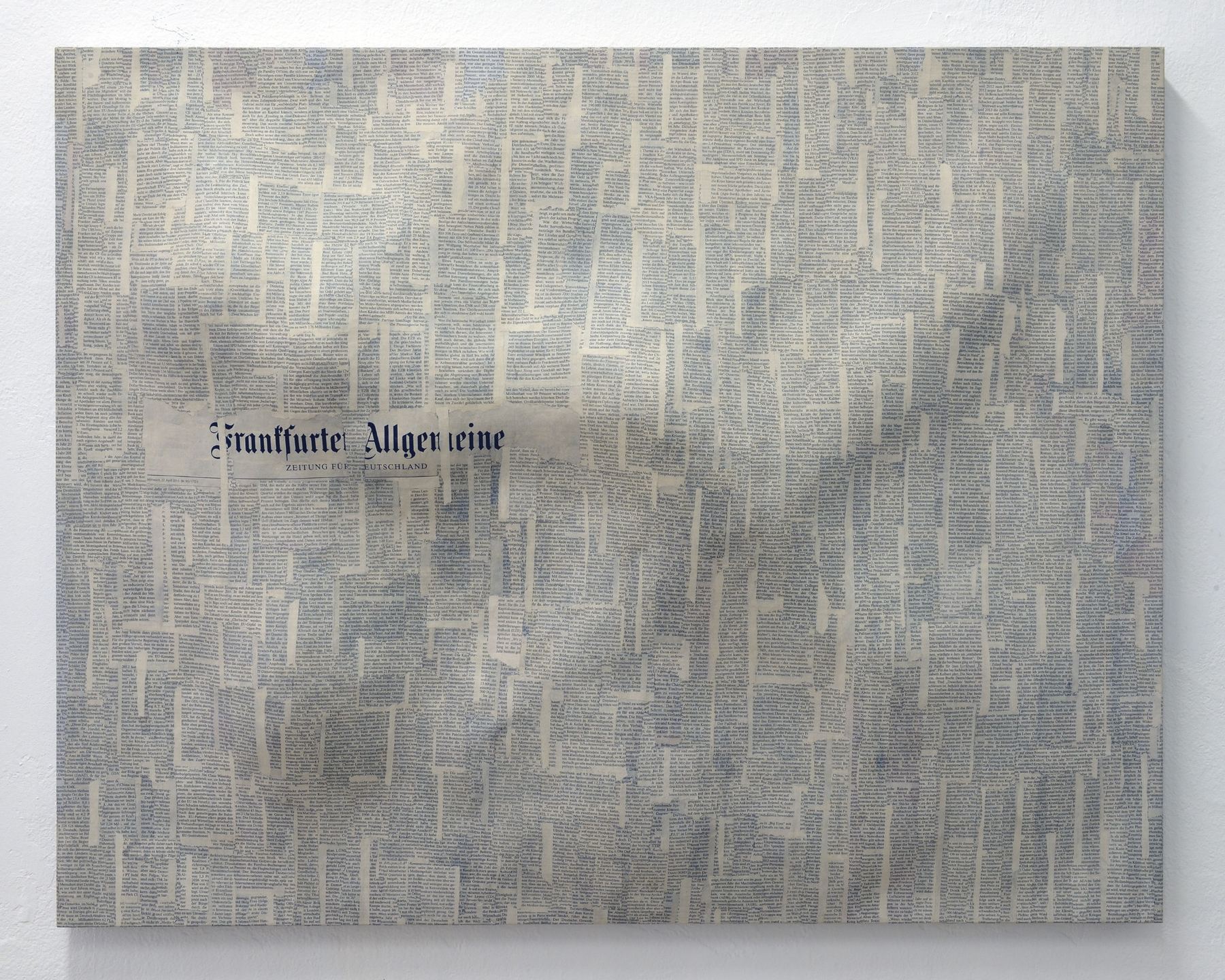 Textscapes relief made from the Frankfurter Allgemeine Zeitung